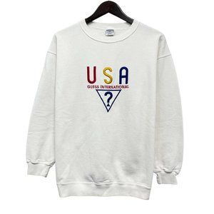 Guess USA International Vtg 90's Men's Crewneck Sweatshirt Pullover White OS guc